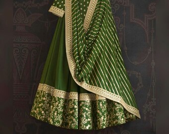 Green lehenga blouse for women Indian ethnic wedding dress  - Made to measure outfit