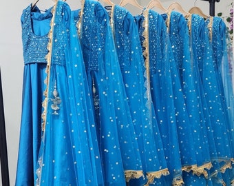 Bridesmaid Lehenga Choli Personalized bridesmaid outfit blue Lehnga for Women Custom made dress - Made to measure outfit