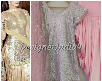 Silver Sequin shalwar kameez women punjabi suit plus size salwar - Made to measure outfit