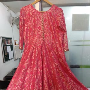 India Pakistani Pink Front Open Long Frock Suit Top Vestido De Etsy