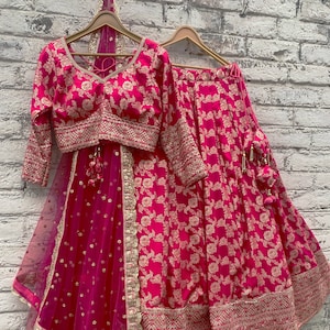 Pink bridal Lehenga blouse with full sleeves Indian Designer wedding dress - Made to measure outfit
