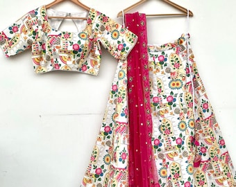 Floral Embroidered Silk Lehenga: Custom Indian Wedding Outfit