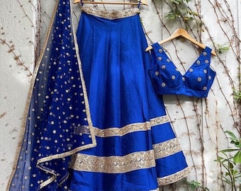 Royal Blue Ready to Wear Lehenga blouse for Wedding ethnic outfit Indian bridesmaids lehengas for women and girls - Made to measure outfit