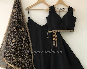 black lehenga for girls