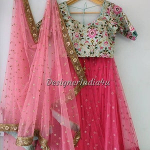 Net lehenga choli Indian lengha blouse for women girls handmade sequins bridesmaids lehenga dress - Made to measure outfit