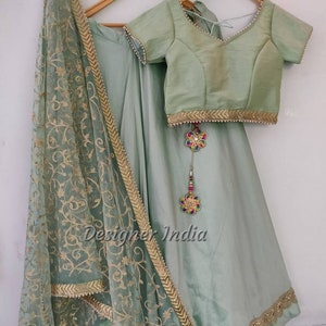 Miętowo-zielona lehenga choli dla kobiet gotowa do noszenia w USA Indyjska pakistańska lehnga choli | Tradycyjna lengha z dupattą - szyta na miarę