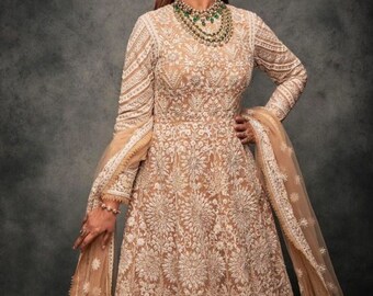 Indian anarkali dresses for women party wear chikankari salwar kameez suit - Made to measure outfit