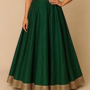 Dark Green Organza Lehenga Skirt for women - Made to measure