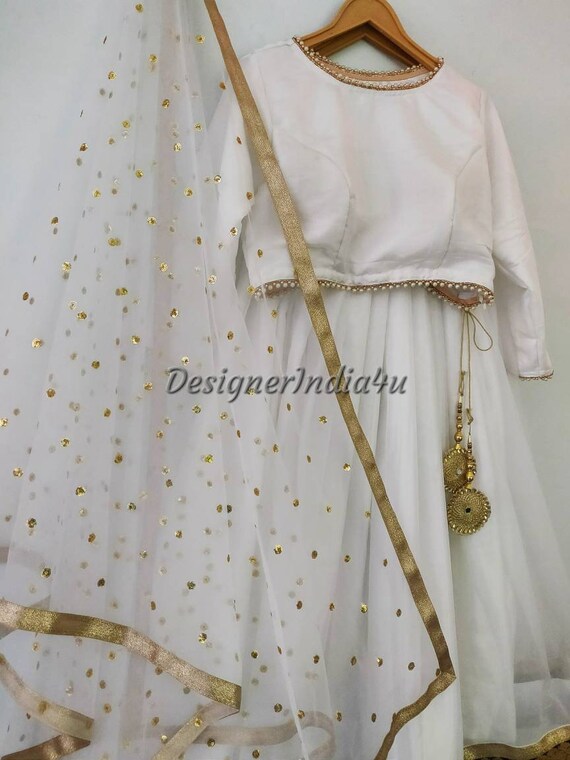 white and gold indian dress