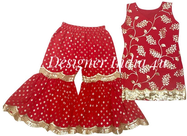 Robe rouge sur mesure Sharara pour fille image 1