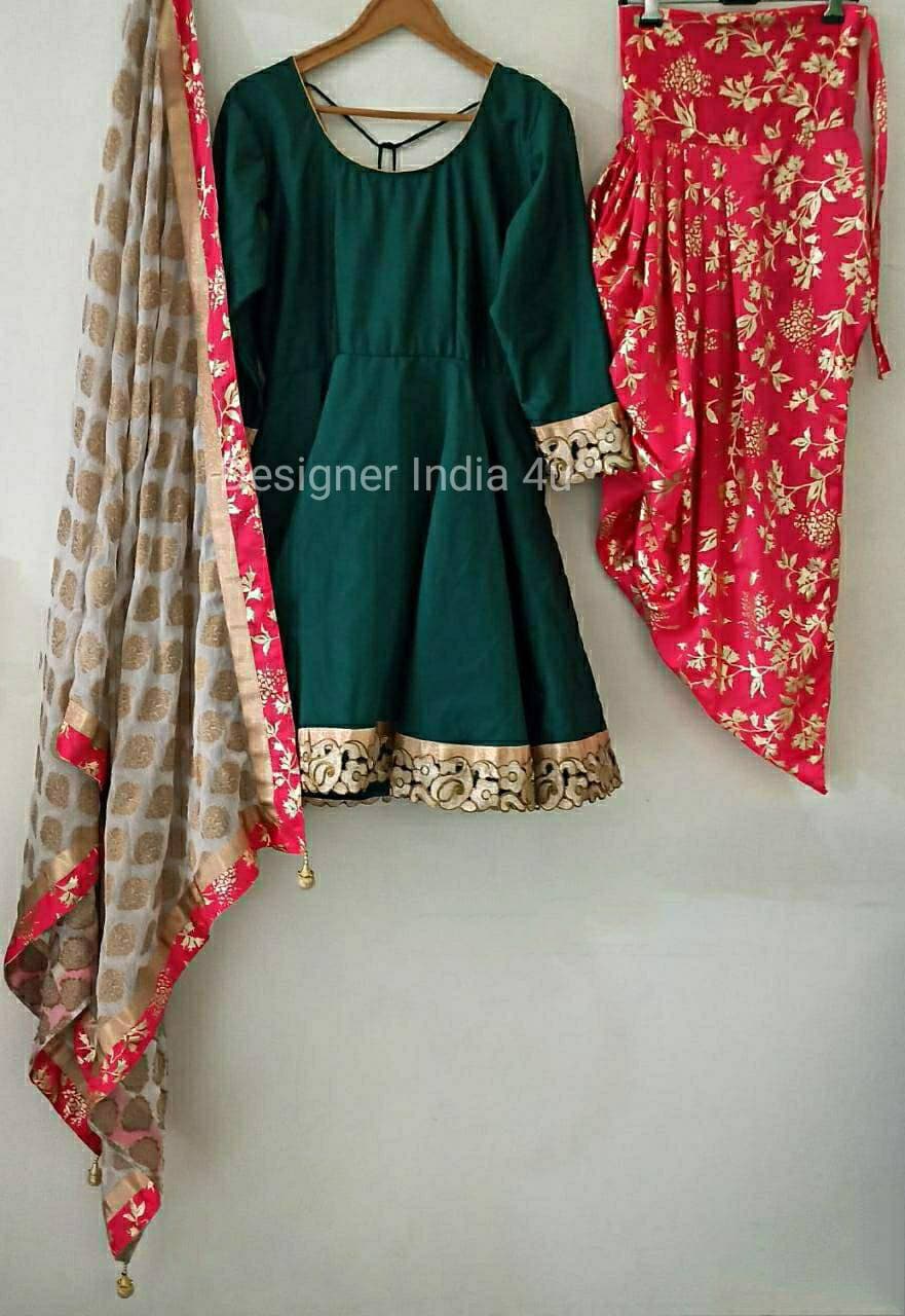 Aufgetrennt Pink Bestickt Ethnisch Designer Salwar Kameez Dupatta Anzug