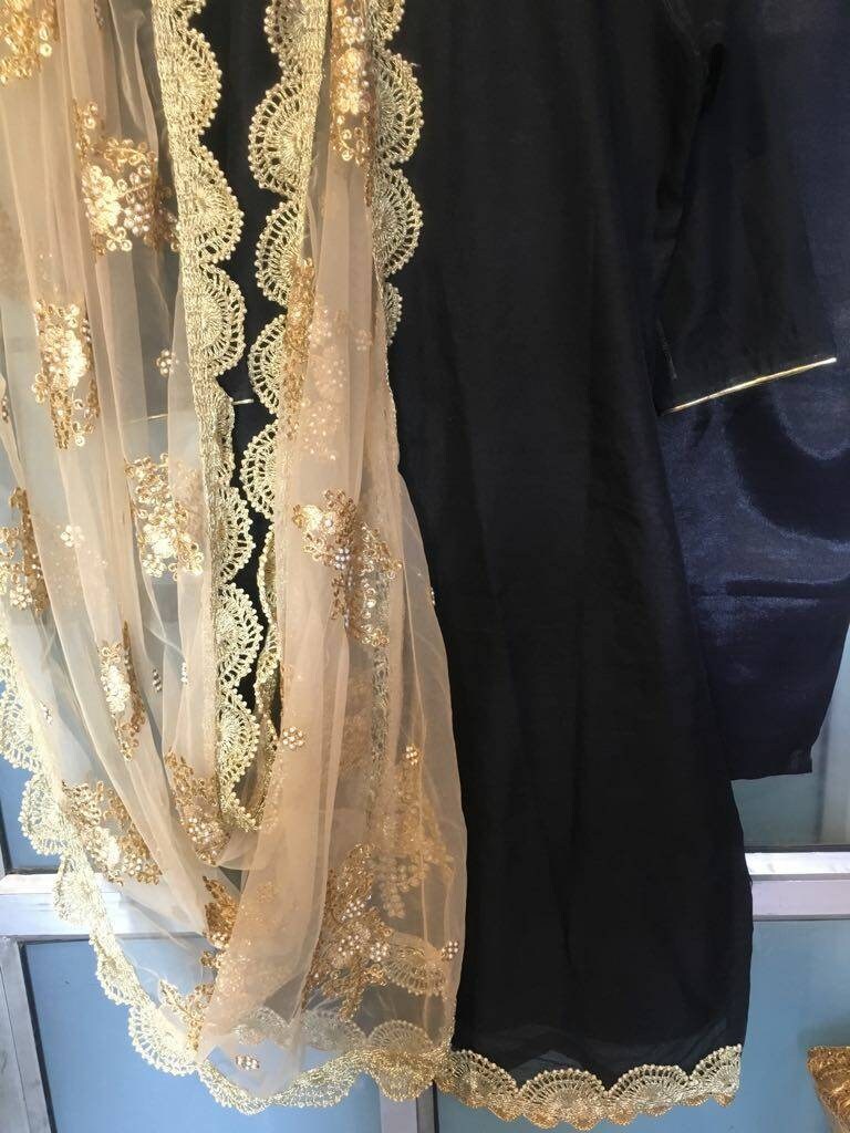 Black Salwar Kameez Suit Golden 