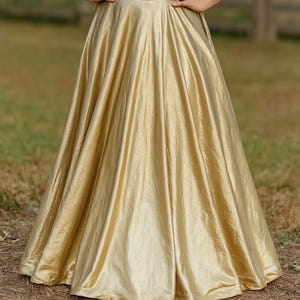 Golden Shimmer Lehenga Skirt | Metallic Gold Flared Skirt | Indian Partywear Skirt | Custom Size Ethnic Maxi Skirt for Weddings Ceremony