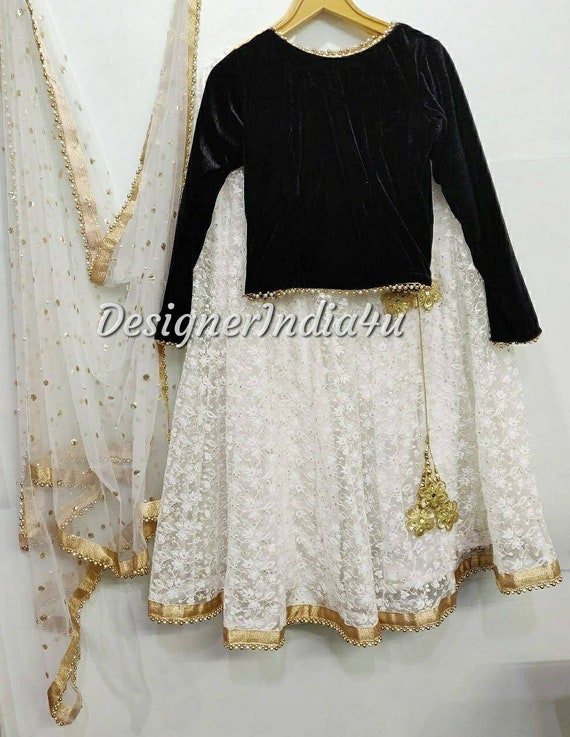 black and white lengha