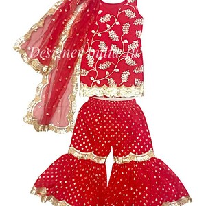 Robe rouge sur mesure Sharara pour fille image 2