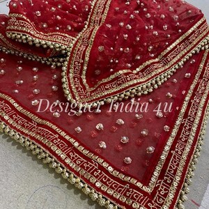 Red Dupatta for Bridal Lehenga Sabyasachi inspired Indian image 3