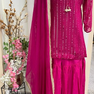 Sharara Suit for women custom stitched pink party wear Indian ethnic dress - Made to measure outfit