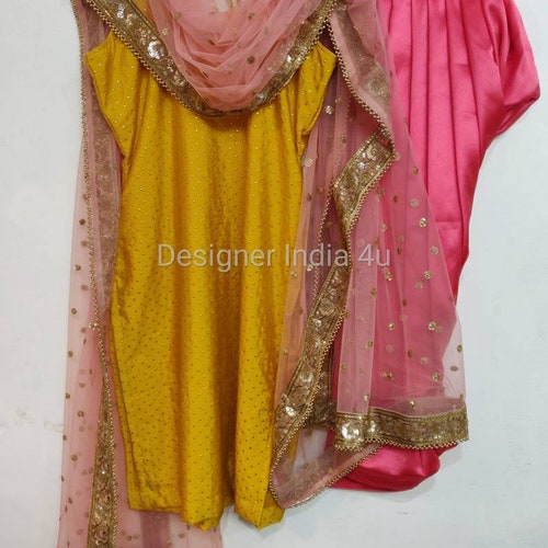 yellow pink salwar suit