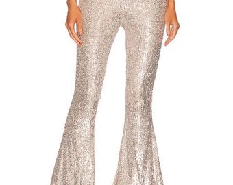 Sequin Bell Bottom Pants for Women