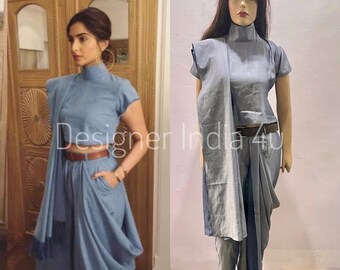 Indian Designer Bollywood Dresses Inspired Sonam Kapoor Denim Dress Custom Stitched according to size
