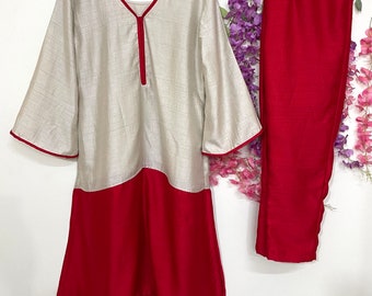Indian ethnic wear kurta pant for women loose fitting dresses - Made to measure outfit