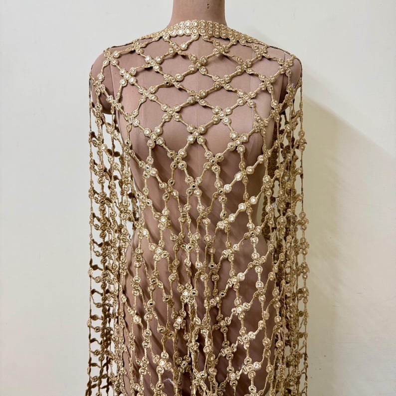 Golden Nikkah Dupatta: Hand-embroidered Mirror Work Bridal Veil - Etsy