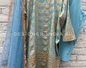 Blue Bollywood Inspired Salwar Kameez Readymade Punjabi Suit Dupatta Designer salwar Kameez Ethnic Custom Stitched Dress For women