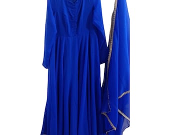 Royal Blue Georgette Anarkali Salwar Kameez: Custom Women's Outfit