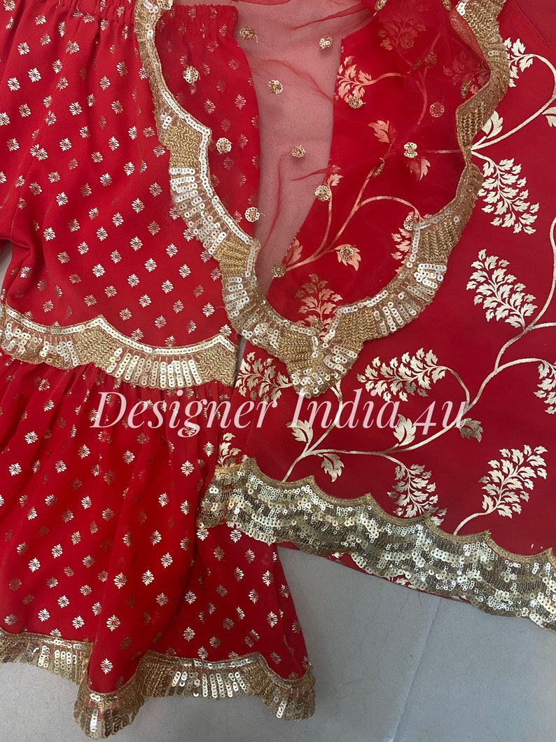 Robe rouge sur mesure Sharara pour fille image 3