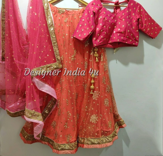 orange and pink indian dress Indian Kaftan Dress - Resort Wear & Luxury Loungewear - Ornamental Floral Paisley Slimming Border - Soft Moisture-Wicking - US 4