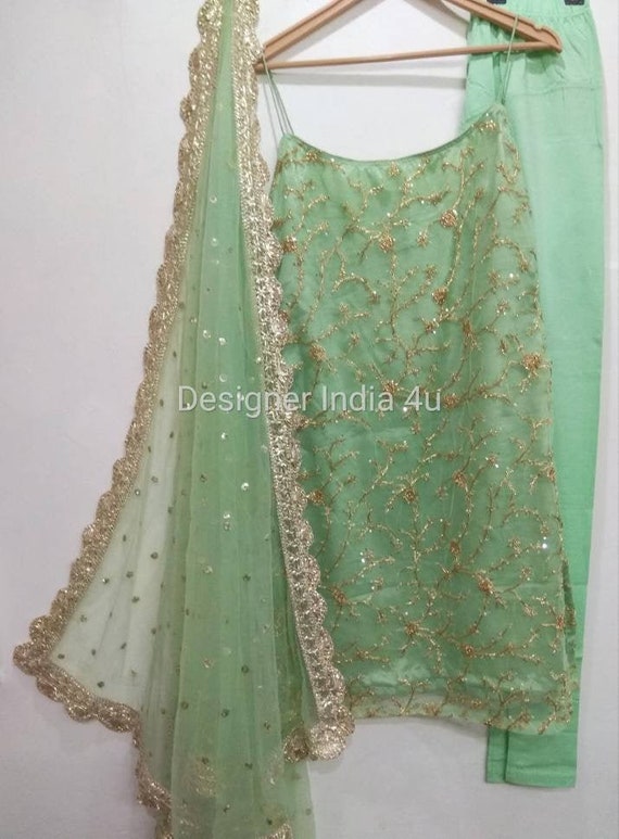 Green Georgette Embroidered Trendy Salwar Kameez | UPTO 60% OFF -