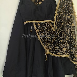 Indian Designer Black Color Silk Wedding Party Wear Lehenga - Etsy