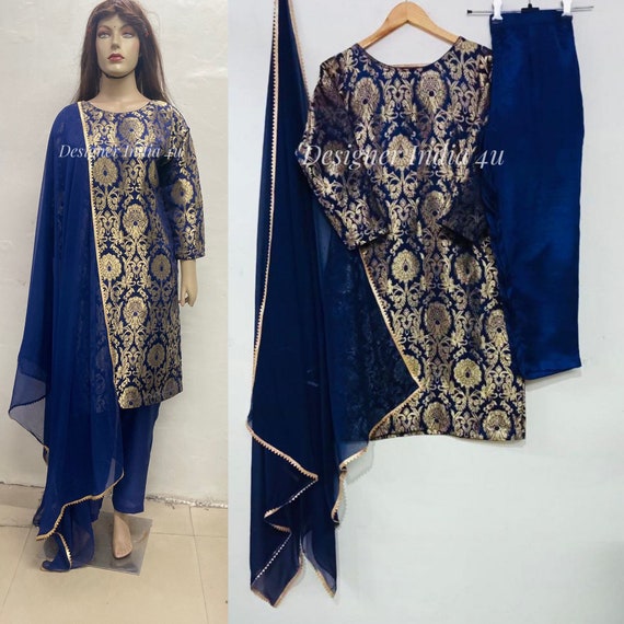 Banarasi Silk Salwar Kameez Suit New Designer Dress Indian - Etsy