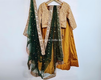 Yellow Haldi Lehenga: Embroidered Indian Designer Outfit