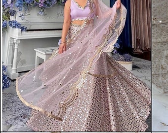 Lehenga blouse mirror work party wear lengha for girls & women custom stitched to plus sizes - Made to measure outfit