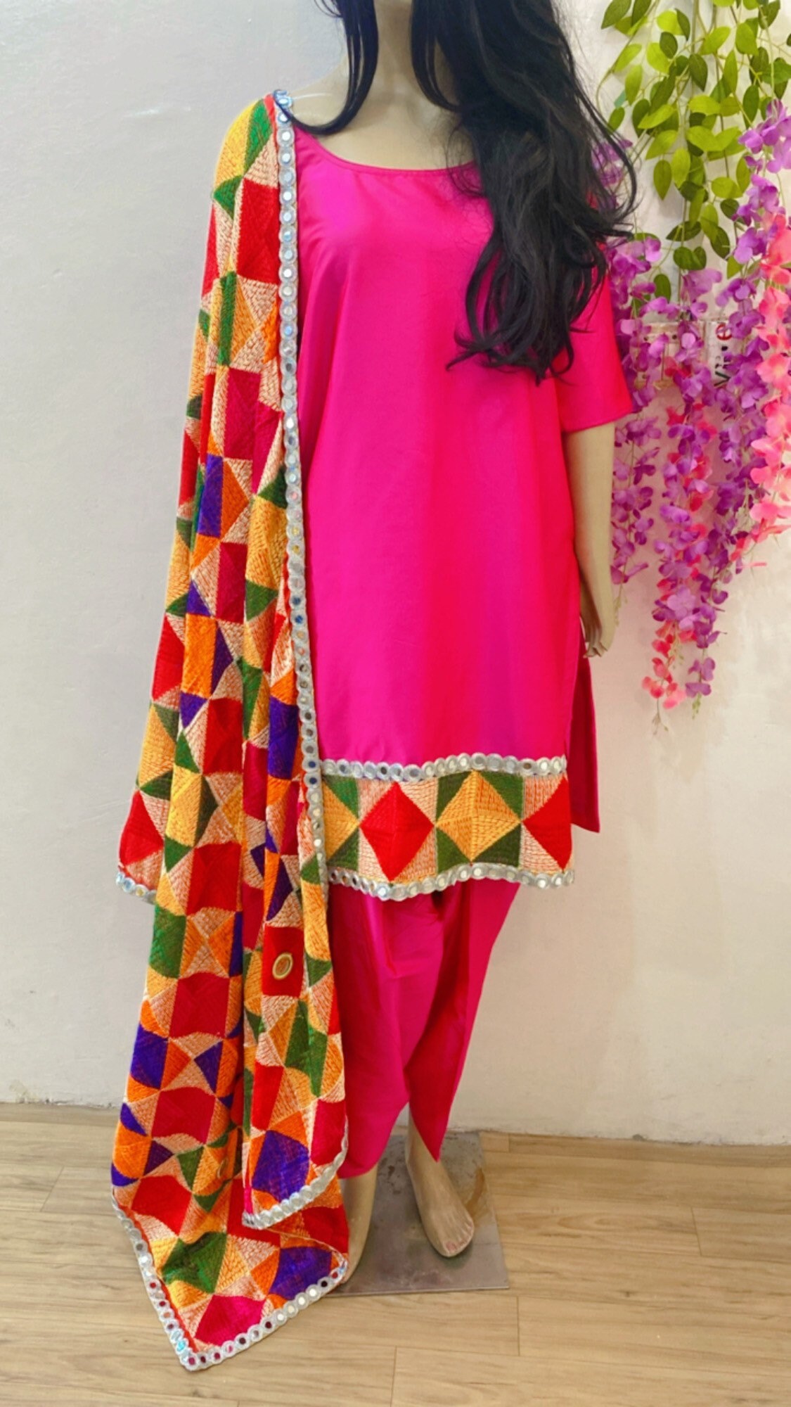 Punjabi Patiala Salwar Kameez Suit Phulkari Dupatta For Women