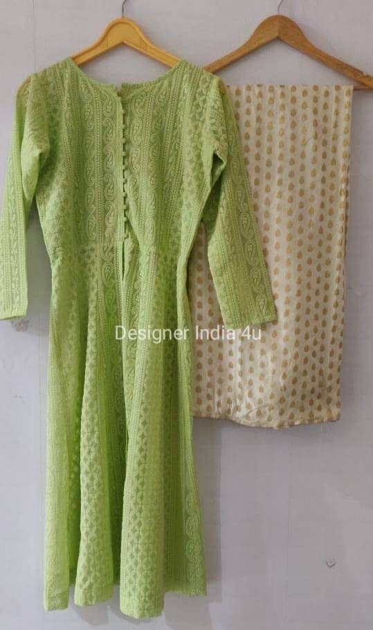 Mint green Chikankari Kurti Readymade Suit Custom stitched | Etsy