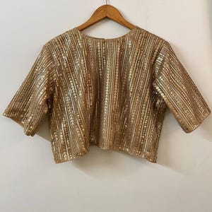 Custom made gold sequin blouse for women lehenga saree top
