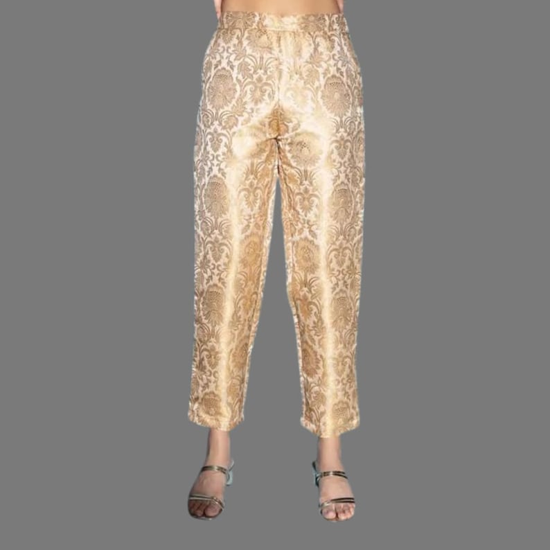 Banarasi Gold Brocade Slim Pant for Women image 2