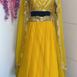 Indian wedding yellow lehenga for haldi ceremony embroidered blouse party wear dress- Made to measure outfit