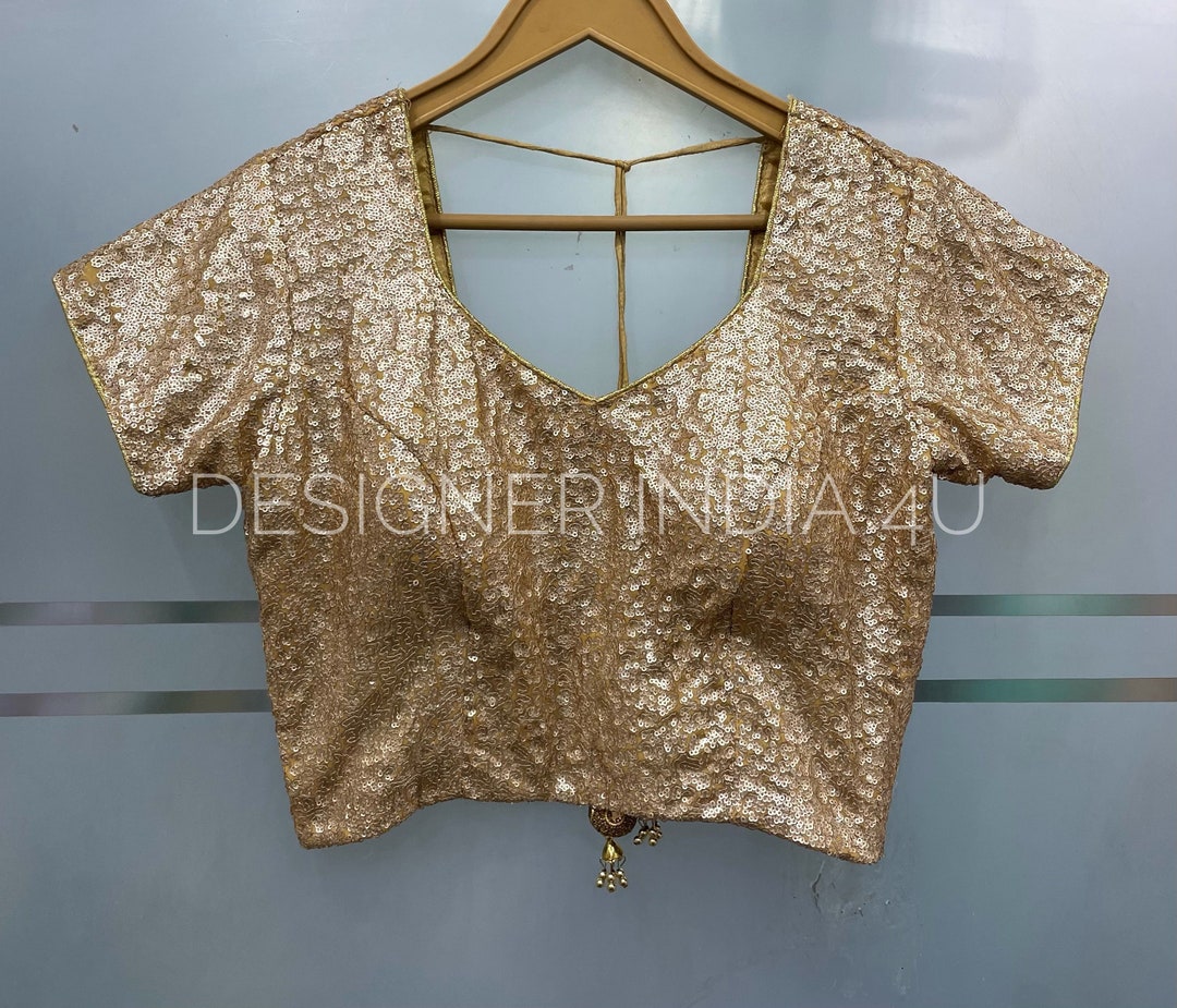Rose Gold Sequins Embroidered Blouse for Women, Designer Wedding Wear Saree  Blouses - Etsy Canada
