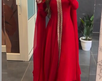 Costume rouge Anarkali Salwar Kameez punjabi salwar tenue indienne simple et simple robe pakistanaise - tenue sur mesure