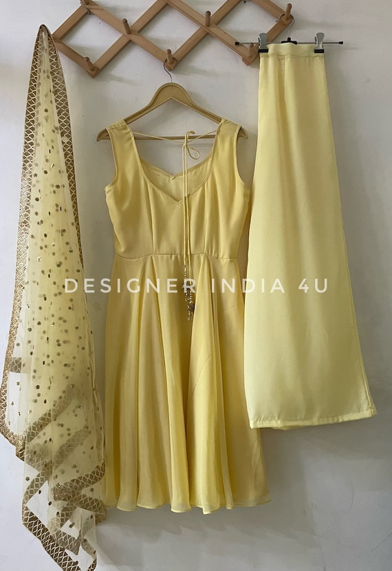 Yellow Schiffli Pakistani Suit – Label Madhuri Thakkar