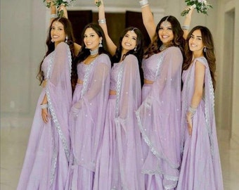 Bridesmaid Lehenga Choli Personalized bridesmaid robes Lilac Lehnga for Women Custom made dress - Made to measure outfit