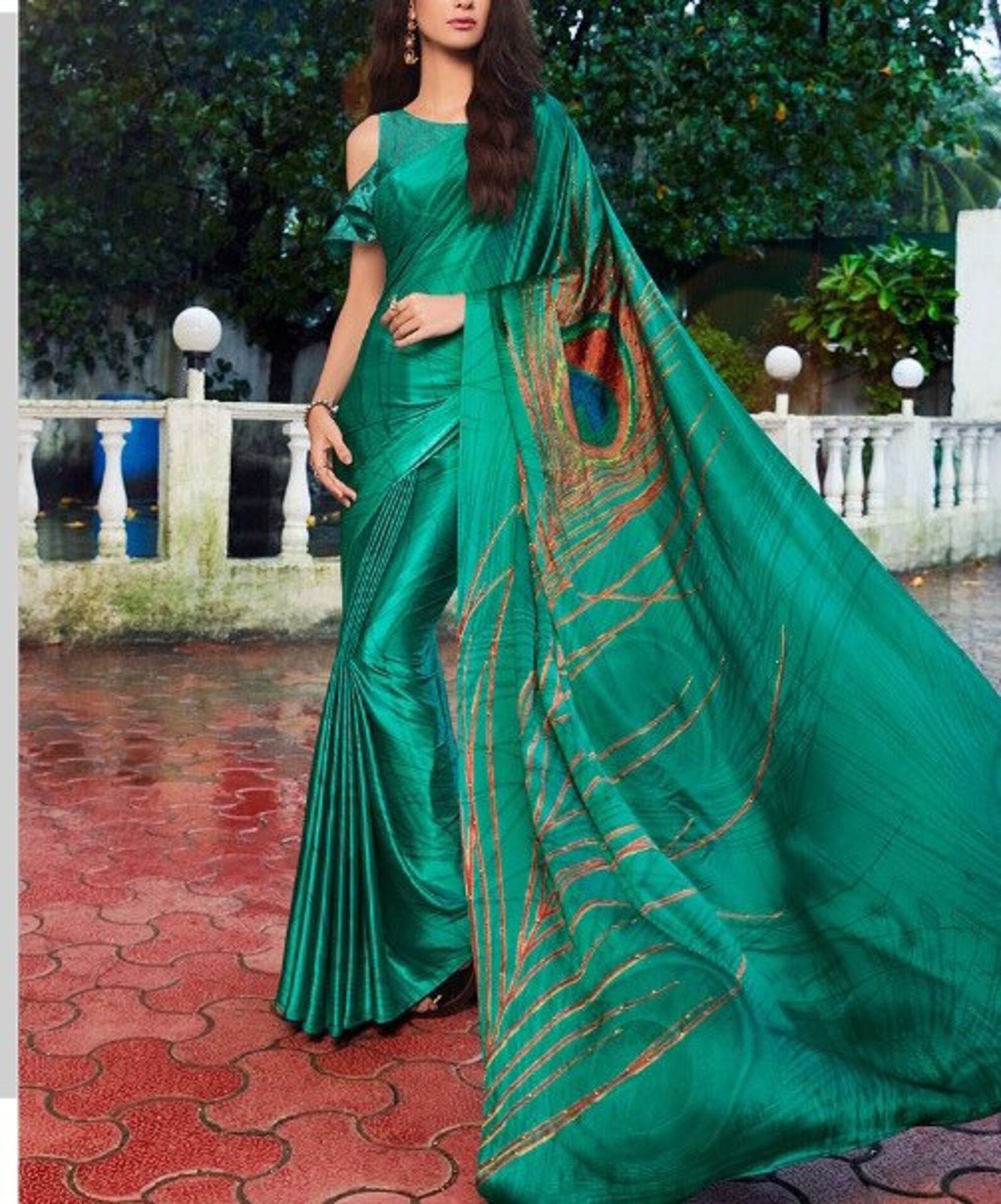 Designer Indian Peacock Motif Pallu Saree Green Color Custom | Etsy