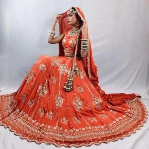 Rusty Orange Bridal Lehenga Blouse | Embroidered Indian Choli | Wedding Wear Designer Blouse