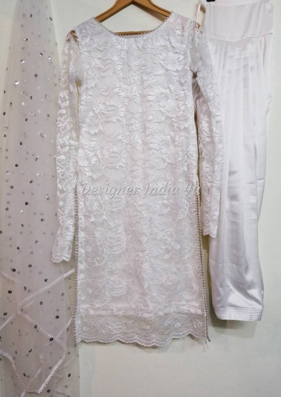white lace salwar suit