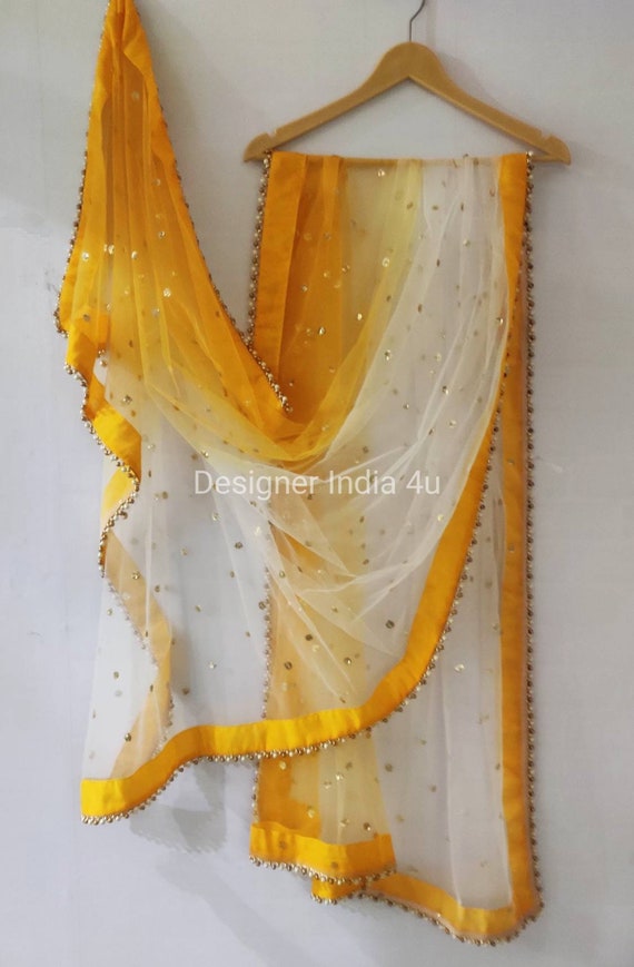 golden colour net shawl