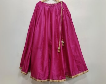 Lehenga Skirt Magenta Pink ready to wear Silk Fabric custom stitched skirts only for women girls party wear ethnic dress - Made to measure