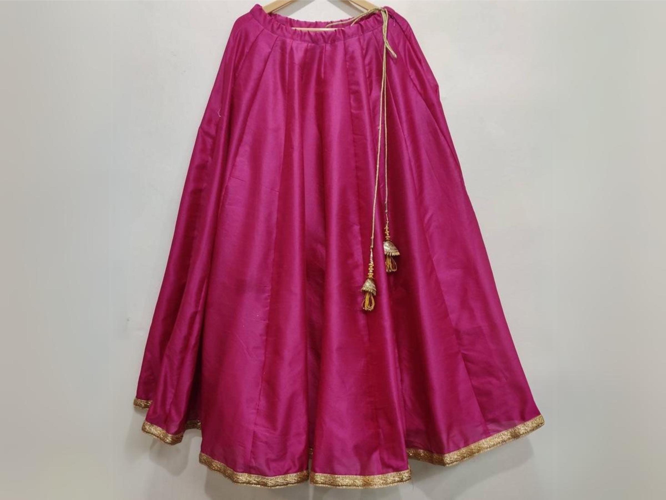 Buy Magenta Lehenga Skirt: Custom Stitched Taffeta Silk Ethnic